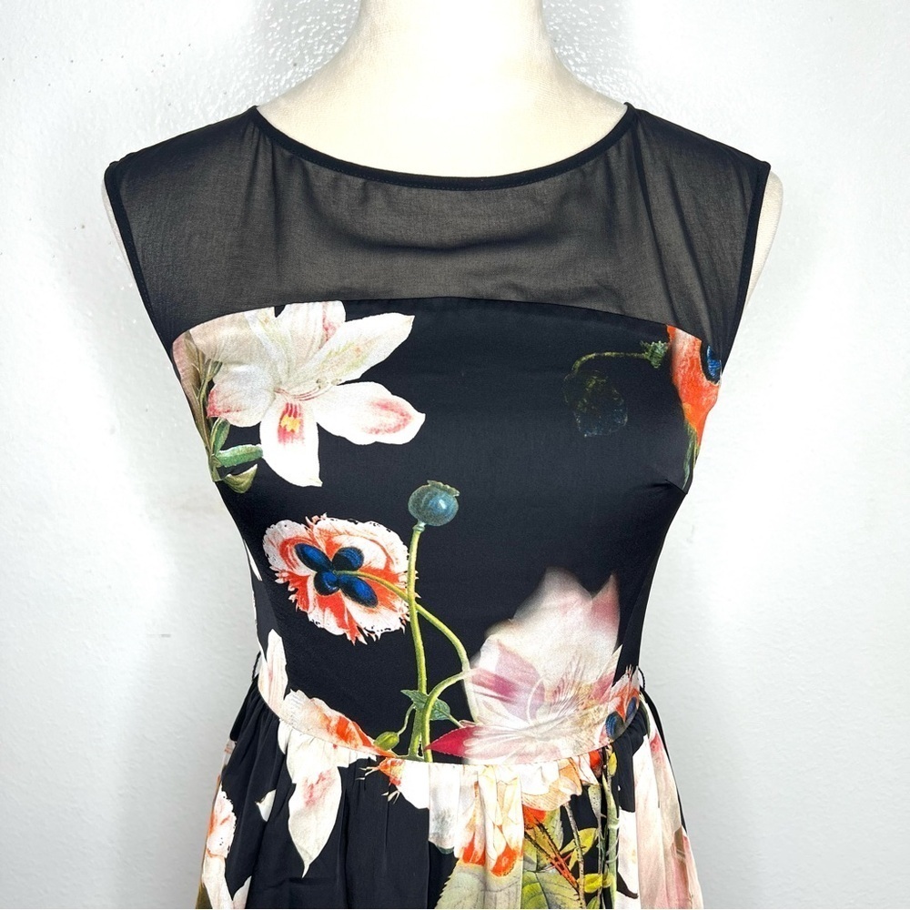 TED BAKER London Cameela Opulent Bloom Floral Midi Dress Mini Size 0 / US 2 - Picture 7 of 15